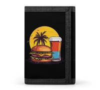 Burger and Beer Trifold Wallet Slim Wallets Zip Coin Pocket with Credit Card Pockets for Men Women