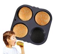 Burger Bread Molds for Baking - 4/6 Cavity Bread Pan | Reusable Non-Stick Bread Mold Flexible Loaf Pan for Muffin Top, Whoopie Feet, Buns