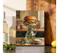 Burger Canvas Kitchen Wall Art, Contemporary Rustic Rosemary Glass Jar None Brown Wall Hanging Posters Artwork Prints Bedroom Living Room Home Dining Restaurant Decor 8x10 Inch