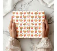 Burger & Fries Wrapping Paper Sheet, Cute Kawaii Fast Food Pattern, Perfect for Birthday Parties, Kids Gifts & Foodies - W119 (1 Meter Roll - 58cm x 100cm/ 22.8" x 39.3")