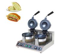 Burger Maker Machine Commercial Electric Heating Double-Head Ice Cream Burger Machine, Stainless Steel Round Hot Press Bread Machine, 5 Minutes Timer Egg Waffles Baker Ma
