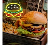 Burger Neon Signs for Wall Decor,Hamburger Sign,Hamburger LED Dimmable Neon Light for Burger Shop,Restaurant,Bar, Food Shop, Pub, kitchen Decoration