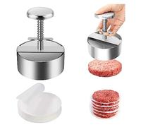 Burger Patty Maker Press with Hamburger Patty Paper - Adjustable Manual Meat Press, Non Stick Stainless Steel Slider - With 100pcs Hamburger Patty Paper