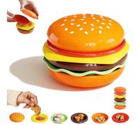 Burger Plate Set, 2026 Creativity Stackable Hamburger Plates Set, 6-Piece Burger Bowl and Plate Set, Bowls with Lid Sets for Sauce Snack Dessert, Mini Burger Dish Dishwasher Safety (1)