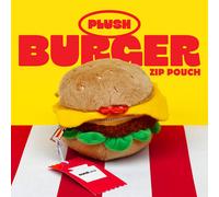 Suck UK Plush Burger Zip Pouch | Hamburger Shaped Pencil Case | Jewelry Bag | Back to School Supplies | Stationery | Cute Accessories | Cable Organizer | Gold Zipper | Novelty Gift for Food Lovers