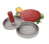 Burger Press Manual Non-Stick Aluminium Hamburger Patty Maker Mould Wooden Handle Non-Slip Grip Perfect Round Shape Patties BBQ Stuffed Veggie Beef Burgers Dishwasher Safe Easy to Clean Kitchen Tool