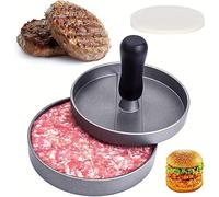 Burger Press, Non-Stick Aluminium Hamburger Patty Maker with 100 Wax Papers - Quarter Pounder Meat Press Mould with Ergonomic Handle - Ideal for BBQ, Grill, Beef, Veggie & Stuffed Burgers - Dishwasher