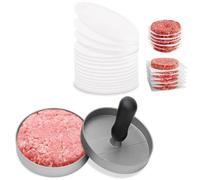 Burger Press, Non-Stick Meat Patty Hamburger Maker for Making Stuffed Pocket Burgers, Aluminum for BBQ Grill (100 Wax Paper)