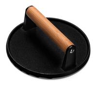 Burger Press, Round Heavy-Duty Cast Iron Smash Bacon Meat Steak with Wood Handle for Griddle, Sandwich, Nonstick Pan(Cast Iron Round)