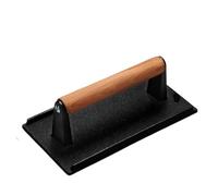 Burger Press, Round Heavy-Duty Cast Iron Smash Bacon Meat Steak with Wood Handle for Griddle, Sandwich, Nonstick Pan(Cast Iron Rectangle)