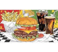 Burger with French Fries and Soft Drinks Wooden Puzzle Art Fun Challenging Educational Home Decor Gift for Men Women_1000pcs