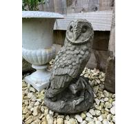 Burgess Barn Owl Stone Statue Vintage Style Bird Outdoor British Made Garden Ornament Sculpture