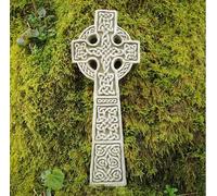 Burgess Celtic Cross Hanging Plaque Statue Cast Stone Vintage Garden Ornament Handmade British Decoration Sculpture