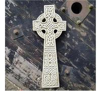 Burgess Celtic Cross Large Hanging Plaque Wall Decoration Stone Statue Handmade British Welsh Sculpture Outdoor Garden