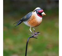 Burgess Chaffinch On Stick Metal Garden Ornament Stake Robin Statue Tin Decoration British Bird Watcher Gardening Large Gift