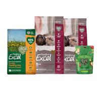 Burgess Excel 3KG Indoor Guinea Pig Food, 1KG Feeding Hay & Treat Value Bundle - Guinea Pig Nuggets & Dandelion & Marigold Feeding Hay for Indoor Guinea Pigs