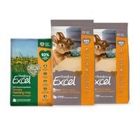 Burgess Excel 3KG Indoor Rabbit Food & 1KG Feeding Hay Value Bundle - Rabbit Nuggets & Dandelion & Marigold Feeding Hay for Indoor Rabbits - Dust Extracted Timothy Hay & Nuggets