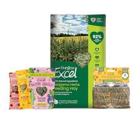 Burgess Excel Exclusive Rabbit Feeding Hay 2.7kg & Treat Bundle - Rabbit Feeding Hay with Limited Edition Twin Mini Bales, Sunshine Snacks & Hay Bars - RAW Bundle for Rabbits