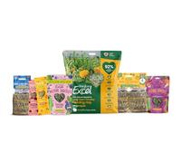 Burgess Excel Exclusive Rabbit Feeding Hay & Treat Bundle - Rabbit Feeding Hay 1kg with Limited Mini Bales, Sunshine Snacks, Veg Patch Bites & Hay Bars - RAW Birthday Bundle with for Rabbits