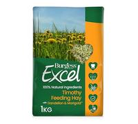Burgess Excel Dandelion & Marigold Timothy Feeding Hay, 1kg - Dandelion & Marigold Feeding Hay for Rabbits, Guinea Pigs and Chinchillas - 100% Natural Ingredients, Small Animal Timothy Feeding Hay