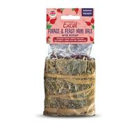 Excel Forage & Feast Mini Bale with Rosehip, 400g - Mini Hay Bale Treat for Rabbits & Guinea Pigs - Natural Snack Topped with Rosehip (Pack of 4)