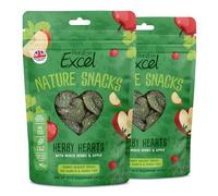 Burgess Excel Herby Hearts Rabbit & Guinea Pig Treats - 120g - Rabbit & Guinea Pig Baked Treats Made with Herbs & Apple - High Fibre, Small Animal Snacks (Pack of 2)