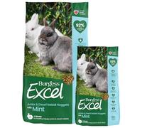 Burgess Excel Junior & Dwarf Rabbit Food with Mint, 10.5kg - Junior Rabbit Nuggets - High Fibre, Dwarf Rabbit Pellets (Mixed Pack of 2)