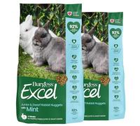 Burgess Excel Junior & Dwarf Rabbit Food with Mint, 6kg - Junior Rabbit Nuggets - High Fibre, Dwarf Rabbit Pellets (Pack of 2)