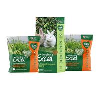 Burgess Excel Rabbit Food & Feeding Hay Value Bundle - 3KG Rabbit Nuggets & 2x1KG Long Stem Feeding Hay for Adult Rabbits - Dust Extracted Timothy Hay & Mint Pellets