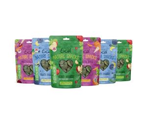Burgess Excel Rabbit & Guinea Pig Treat Variety Bundle, 360g - Nature Snacks: Veg patch Bites, Fruity Feasts & Herby Hearts - Delicious Treats for Rabbits & Guinea Pigs (Mixed Multipack Pack of 6)