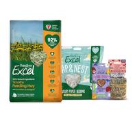 Burgess Excel Small Animal Starter Kit Value Bundle - Dandelion & Marigold Feeding Hay 1kg, Nap & Nest paper bedding, Wildflower Forage and Mini Bale - Rabbits, Guinea Pigs & Chinchillas