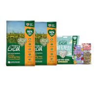 Burgess Excel Small Animal Starter Kit Value Bundle - Dandelion & Marigold Feeding Hay 2kg, Nap & Nest paper bedding, Wildflower Forage and Mini Bale - Rabbits, Guinea Pigs & Chinchillas