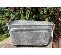 Burgess Galvanised Oval Trough With Handles Outdoor Garden Planter Flower Pot