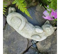 Burgess Laying Cat Stone Statue Outdoor Garden Ornament British Made Kitten Sculpture