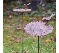 Burgess Robin Sunflower Bird Feeder Bath Metal Garden Ornament Outdoor Statue British Bird Watcher Gardening Large Gift