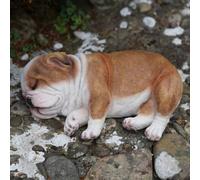 Burgess Sleeping British Bulldog Puppy Resin Sculpture Home Garden Dog Statue Outdoor Ornament Large Laying Pet Gift