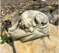 Burgess Sleeping Dog Stone Statue Outdoor Garden Ornament Puppy Dog Sculpture
