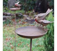 Burgess Xl Robin Birdbath Metal Garden Feeder Ornament British Bird Outdoor Statue Duo Robins Decoration Gift