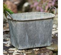Zinc Metal Flower Pot Ribbed Planter with Handles Outdoor Garden Decoration Indoor Home Trough Metal Pots