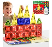 burgmate Magnetic Tiles Travel Set, 26PC 3D Diamond Mini Magnetic Building Toys with Storage Tin, Kid's Portable Essential Road Trip Activities Magnet Blocks for Toddler Boys Girls Ages 3+ Years