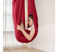 (Burgundy, 100x280CM) Children's Swinging Hammock, Indoor Swing Elastic Cuddle Hammock Sensory Swing Ideal For Adhd, Asperger's