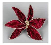 (Burgundy 16cm, 6) Christmas Tree Ornaments Poinsettia Artificial Flowers Xmas Wreath Garland Décor