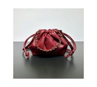 (Burgundy, 23-5.5-17cm) 2024 New Chinese Messenger Women's Bag Cowhide Blessing Bag Bucket Bag Pumping Rope Cloud Bag, Shoulder Mesengers Under The Armpit Women's Bag