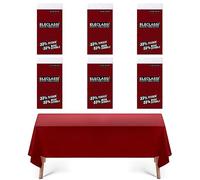 Burgundy 6 Pack Premium Disposable Plastic Tablecloth - 54 x 108 In - Rectangle Tablecloths for Parties Up To 8 Ft
