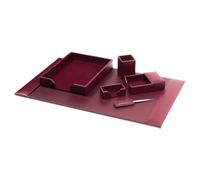 Burgundy 6-Piece Leather Desk Set, Bonded Leather