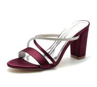 Burgundy,7 UK,White Heel Shoes Women Pumps Sandals Summer Ankle Strap Elegant Classic Wedding Dress Shoes