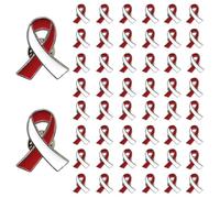 Burgundy and White Ribbon Pins Oral Head and Neck Cancer Prevention Awareness Lapel Brooches
