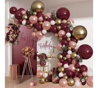 Burgundy Balloon Arch Kit, 110Pcs Wine Red Balloon Garland with Maroon Rose Gold White Gold Confetti Balloons, Ruby Party Decorations for Wedding, Anniversary, Valentines Day, Girls Women Birthday