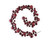 Burgundy Bauble Tree Garland - 9 ft Christmas Decoration with 84 Baubles in Mixed Finishes