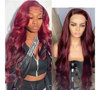 Burgundy Body Wave Ombre 4x4 Lace Closure Wigs 1B99j Wigs For Women Brazilian Remy Hair Wigs Glueless Wigs Top Swiss Lace Frontal Wigs Tow Tone Ombre Red Wigs 12 Inch